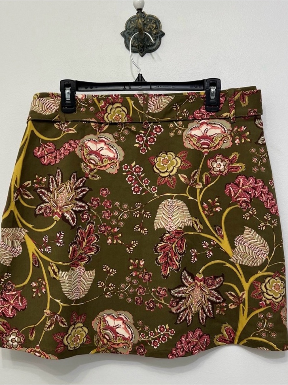 Spartina 449 Linden Stretch Skirt High Waisted Olive Green Floral Print Size XL - Picture 4 of 7